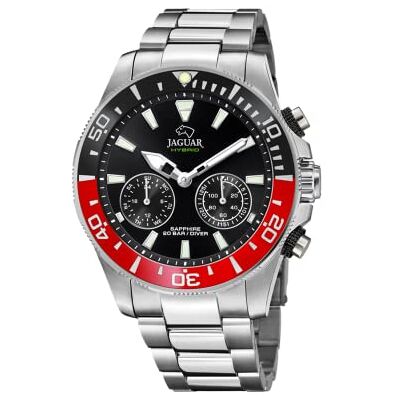 JAGUAR Montre Modèle J888/3 de la collection Connected Boîte de 45,7 mm Noir avec bracelet en acier pour homme, Unique, bracelet JAGUAR Montre Modèle J888/3 de la collection Connected Boîte de 45,7 mm Noir avec bracelet en acier pour homme, Unique, bracelet