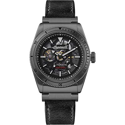 Ingersoll 1892 The Scovill Montre Automatique pour Homme 43 mm avec Cadran Squelette Noir et Bracelet en Cuir, Black, sangle Ingersoll 1892 The Scovill Montre Automatique pour Homme 43 mm avec Cadran Squelette Noir et Bracelet en Cuir, Black, sangle