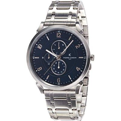 Pierre Cardin Montre Homme Multi-Cadrans Quartz Pigalle Boulevard, Argent/Bleu, bracelet Pierre Cardin Montre Homme Multi-Cadrans Quartz Pigalle Boulevard, Argent/Bleu, bracelet