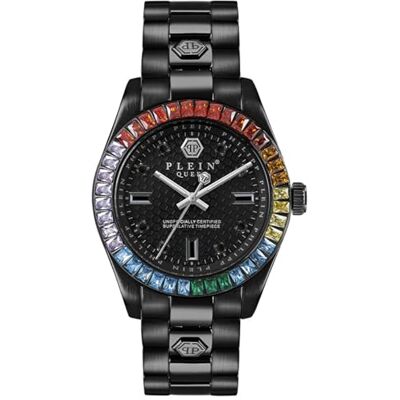 Philipp Plein Montre analogique à quartz pour femme Queen Crystal, Noir/noir Pwdaa0921, Bracelet Philipp Plein Montre analogique à quartz pour femme Queen Crystal, Noir/noir Pwdaa0921, Bracelet