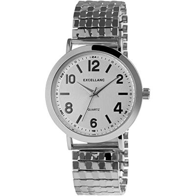 Excellanc Montre à quartz analogique pour femme En acier inoxydable Avec cordon de serrage 1700064, Argenté., Bracelet Excellanc Montre à quartz analogique pour femme En acier inoxydable Avec cordon de serrage 1700064, Argenté., Bracelet