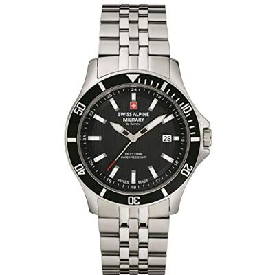 Alpine Montre analogique à quartz 7022.1 pour homme en acier inoxydable, Acier/Acier/Noir 1137sam, Bracelet Alpine Montre analogique à quartz 7022.1 pour homme en acier inoxydable, Acier/Acier/Noir 1137sam, Bracelet