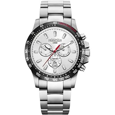 Roamer Rimini 861837 Montre chronographe à quartz pour homme en acier inoxydable, Argent/noir/argent 861837 41 15 20, Bracelet Roamer Rimini 861837 Montre chronographe à quartz pour homme en acier inoxydable, Argent/noir/argent 861837 41 15 20, Bracelet