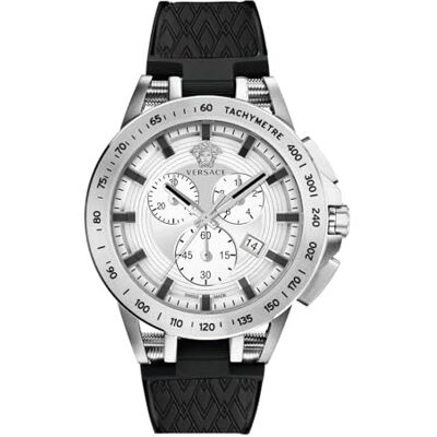 Versace VE3E00121 Montre chronographe à quartz en silicone pour homme Versace VE3E00121 Montre chronographe à quartz en silicone pour homme