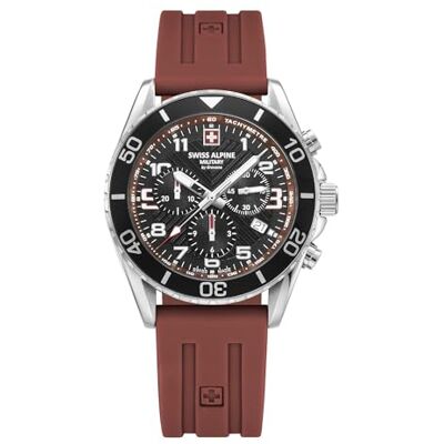 Alpine 7029.9 Montre chronographe à quartz analogique en silicone pour homme, Acier/Silicone/Rouge 9836sam, bracelet Alpine 7029.9 Montre chronographe à quartz analogique en silicone pour homme, Acier/Silicone/Rouge 9836sam, bracelet