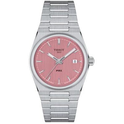 Tissot Montre à quartz unisexe PRX 35 mm, gris, acier inoxydable, 11 T1372101133100, rose, Moderne Tissot Montre à quartz unisexe PRX 35 mm, gris, acier inoxydable, 11 T1372101133100, rose, Moderne