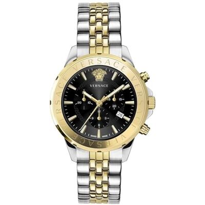 Versace Montre à Quartz Homme Mode Bracelet Et Boîtier En Acier Inoxydable De Couleur Gris Cadran Analogique Noir VEV602223 Versace Montre à Quartz Homme Mode Bracelet Et Boîtier En Acier Inoxydable De Couleur Gris Cadran Analogique Noir VEV602223