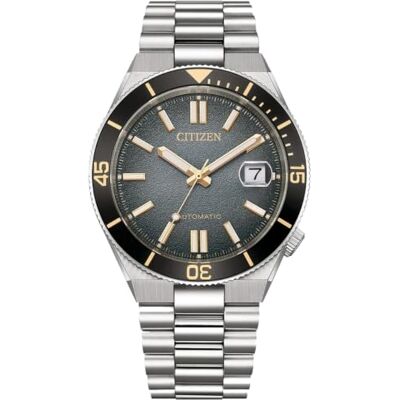 Citizen NJ0238-57E Tsuyosa Shore Limited Montre automatique pour homme 40 Édition limitée, verre saphir, 10 ATM, bracelet en acier inoxydable, fond visuel, cadran gris, loupe de date Citizen NJ0238-57E Tsuyosa Shore Limited Montre automatique pour homme 40 Édition limitée, verre saphir, 10 ATM, bracelet en acier inoxydable, fond visuel, cadran gris, loupe de date