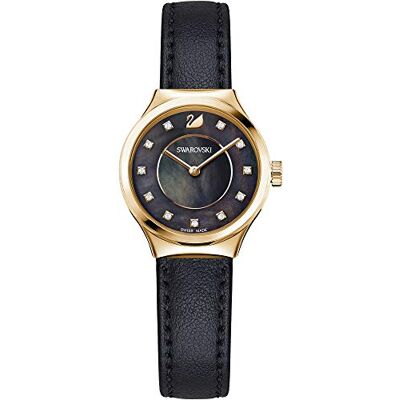 Swarovski Femme Bracelet Cuir Noir Quartz Cadran Nacre Montre 5295340, Noir, taille unique, Sangles Swarovski Femme Bracelet Cuir Noir Quartz Cadran Nacre Montre 5295340, Noir, taille unique, Sangles