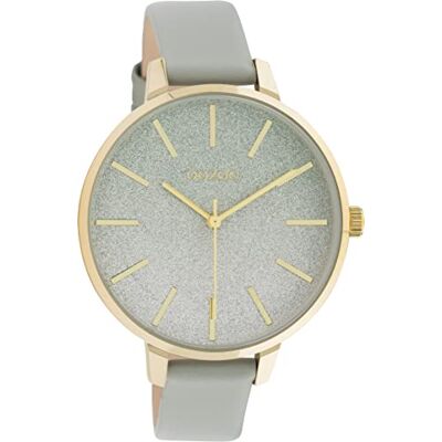 Oozoo Timepieces Montre pour femme Avec bracelet en cuir de 14 mm de large Montre de qualité supérieure pour femme Élégante montre analogique ronde, Gris pierre/doré, groß, bracelet Oozoo Timepieces Montre pour femme Avec bracelet en cuir de 14 mm de large Montre de qualité supérieure pour femme Élégante montre analogique ronde, Gris pierre/doré, groß, bracelet