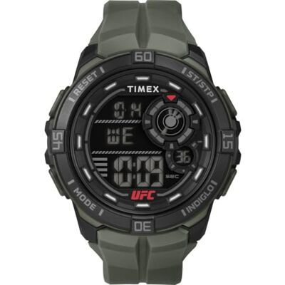 Timex Montre pour homme UFC Rush 52 mm Bracelet vert, cadran digital, boitier noir TW5M59400 Timex Montre pour homme UFC Rush 52 mm Bracelet vert, cadran digital, boitier noir TW5M59400