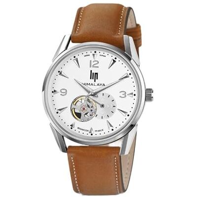 Lip Montre Himalaya 40mm Automatique Cœur Battant Cuir Marron, sangle Lip Montre Himalaya 40mm Automatique Cœur Battant Cuir Marron, sangle