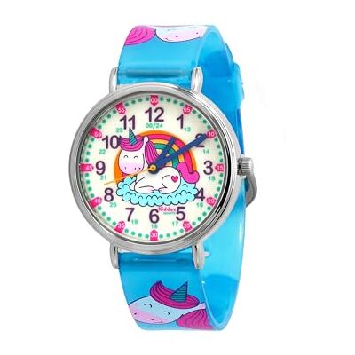 Kiddus Montre pédagogique analogique pour garçon, fille Apprenez l'heure avec notre système facile Time Teacher. Exercices inclus. Mécanisme à quartz, 06 Licorne. Fluorescent, bande Kiddus Montre pédagogique analogique pour garçon, fille Apprenez l'heure avec notre système facile Time Teacher. Exercices inclus. Mécanisme à quartz, 06 Licorne. Fluorescent, bande
