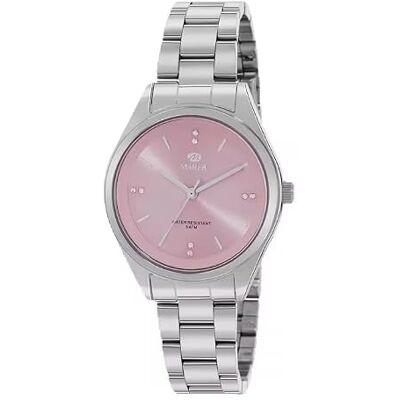 Marea Montre bracelet pour femme, cadran rose, étanche 5 ATM, bracelet en acier inoxydable, Violet/Argent, Élégant Marea Montre bracelet pour femme, cadran rose, étanche 5 ATM, bracelet en acier inoxydable, Violet/Argent, Élégant