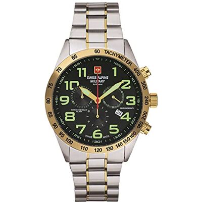 Alpine Montre chronographe à quartz analogique pour homme 7047.9 en acier inoxydable, argenté, Bracelet Alpine Montre chronographe à quartz analogique pour homme 7047.9 en acier inoxydable, argenté, Bracelet