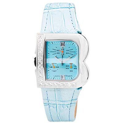 Laura Biagiotti Analogique Femme Quartz avec Bracelet en Cuir, bleu clair, bande Laura Biagiotti Analogique Femme Quartz avec Bracelet en Cuir, bleu clair, bande