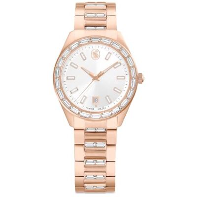 Swarovski Montre Matrix date, fabriquée en Suisse, bracelet en métal, ton or rose, finition ton or rose Swarovski Montre Matrix date, fabriquée en Suisse, bracelet en métal, ton or rose, finition ton or rose