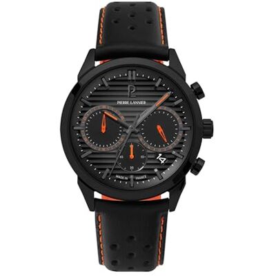 Pierre Lannier Monarck Montre pour homme avec cadran gris et bracelet en cuir noir 22 mm Pierre Lannier Monarck Montre pour homme avec cadran gris et bracelet en cuir noir 22 mm