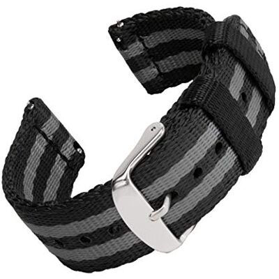 Archer Watch Straps Bracelets de Montre en Nylon Texture Ceinture de Sécurité à Dégagement Rapide (Noir et Gris, 22mm) Archer Watch Straps Bracelets de Montre en Nylon Texture Ceinture de Sécurité à Dégagement Rapide (Noir et Gris, 22mm)