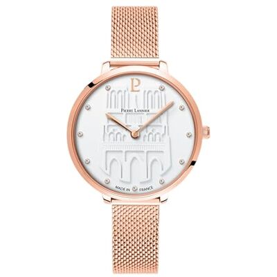 Pierre Lannier Women's Watch Coeur BATTANT Doré-Rose White Dial Steel Bracelet milanais Doré-Rose 12 MM, Blanc, one size Pierre Lannier Women's Watch Coeur BATTANT Doré-Rose White Dial Steel Bracelet milanais Doré-Rose 12 MM, Blanc, one size