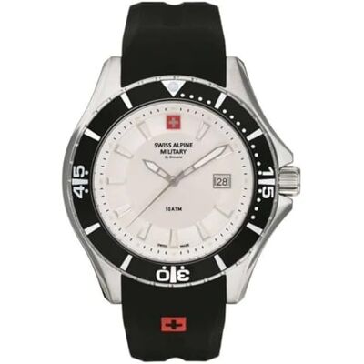 Alpine Montre analogique à quartz 7040 en silicone pour homme, Bic-rose/noir/argenté 1852sam, bracelet Alpine Montre analogique à quartz 7040 en silicone pour homme, Bic-rose/noir/argenté 1852sam, bracelet