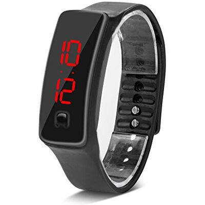cersalt Montre numérique, Montre numérique de Sport 12 Heures 22,5 x 1,5 cm Rectangle pour Le Sport pour étudiant pour la Course de Nuit, Black, 12, sangle cersalt Montre numérique, Montre numérique de Sport 12 Heures 22,5 x 1,5 cm Rectangle pour Le Sport pour étudiant pour la Course de Nuit, Black, 12, sangle