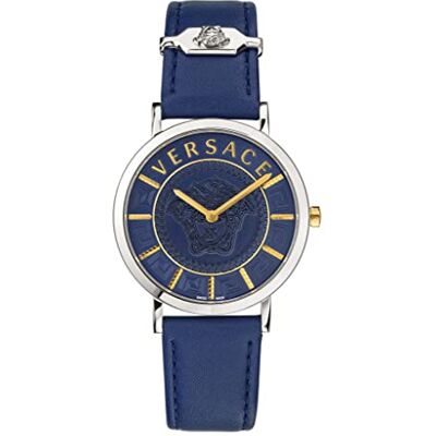 Versace Montre À Quartz Femmes Mode Bracelet En Cuir Bleu Boîtier En Acier Inoxydable Cadran Analogique Bleu VEK400121 Versace Montre À Quartz Femmes Mode Bracelet En Cuir Bleu Boîtier En Acier Inoxydable Cadran Analogique Bleu VEK400121