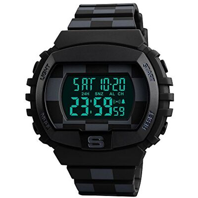 FeiWen Homme Outdoor Sort Montres Digital 50M Étanche Grand Plastique de la Lunette et Caoutchouc Ruban Militaires Tactiques LED Électronique Temps Double Alarme Chronomètre Montre Bracelet, Noir, Bracelet FeiWen Homme Outdoor Sort Montres Digital 50M Étanche Grand Plastique de la Lunette et Caoutchouc Ruban Militaires Tactiques LED Électronique Temps Double Alarme Chronomètre Montre Bracelet, Noir, Bracelet