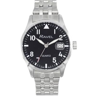 Ravel Plus RPD-01-04 Montre pour homme avec calendrier rond 3 ATM avec verre saphir et cadran soleil analogique japonais 40 mm Ravel Plus RPD-01-04 Montre pour homme avec calendrier rond 3 ATM avec verre saphir et cadran soleil analogique japonais 40 mm