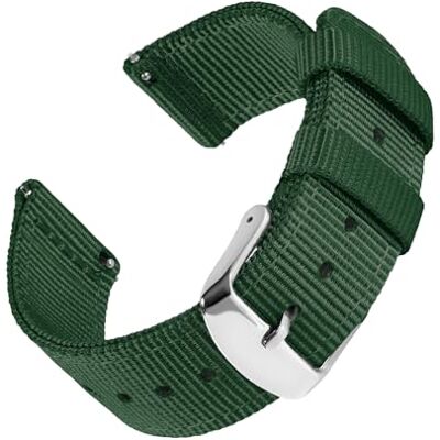 Archer Watch Straps Bracelets de Montre en Nylon Premium à Dégagement Rapide (Vert Forêt, 18mm) Archer Watch Straps Bracelets de Montre en Nylon Premium à Dégagement Rapide (Vert Forêt, 18mm)