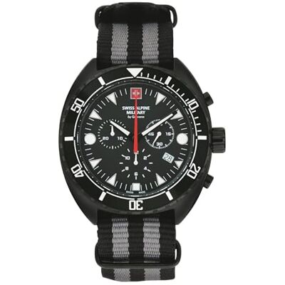 Alpine 7066.9 Montre chronographe à quartz analogique pour homme Bracelet NATO, Sw-gr/noir/noir 9677sam, Sangles Alpine 7066.9 Montre chronographe à quartz analogique pour homme Bracelet NATO, Sw-gr/noir/noir 9677sam, Sangles