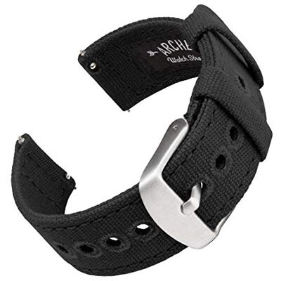 Archer Watch Straps Bracelets de Montre en Toile à Dégagement Rapide (Noir, 20mm) Archer Watch Straps Bracelets de Montre en Toile à Dégagement Rapide (Noir, 20mm)