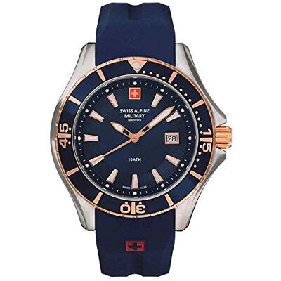 Alpine 7040 Montre analogique à quartz pour homme en silicone, Bic-rose/bleu/bleu 1855sam, Sangles Alpine 7040 Montre analogique à quartz pour homme en silicone, Bic-rose/bleu/bleu 1855sam, Sangles