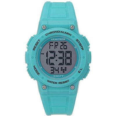 Armitron 45/7086 Montre de sport à chronographe numérique, avec bracelet en résine, pour femme, Bleu sarcelle Armitron 45/7086 Montre de sport à chronographe numérique, avec bracelet en résine, pour femme, Bleu sarcelle