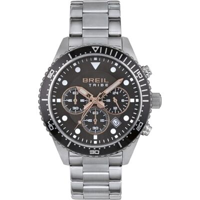 BREIL Montre pour Homme modèle SAIL avec Bracelet en Acier, Mouvement Chrono Quartz, Argenté/Anthracite, Eine Größe, Bracelet BREIL Montre pour Homme modèle SAIL avec Bracelet en Acier, Mouvement Chrono Quartz, Argenté/Anthracite, Eine Größe, Bracelet