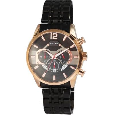 Excellanc Elite Montre-bracelet à quartz analogique pour homme Noir/doré, bracelet Excellanc Elite Montre-bracelet à quartz analogique pour homme Noir/doré, bracelet