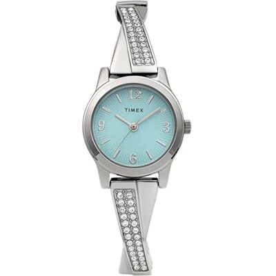 Timex Main Street TW2Y39400 Montre pour femmes, 25 mm, bracelet d’extension argenté en acier inoxydable, cadran bleu et boîtier argenté Timex Main Street TW2Y39400 Montre pour femmes, 25 mm, bracelet d’extension argenté en acier inoxydable, cadran bleu et boîtier argenté