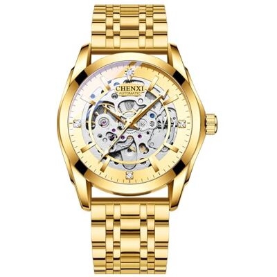 JewelryWe Montre automatique pour homme : marqueurs de diamant mécaniques à remontage automatique, réserve de marche de 36 heures, aiguilles lumineuses, étanche à 3 ATM, bracelet en acier inoxydable JewelryWe Montre automatique pour homme : marqueurs de diamant mécaniques à remontage automatique, réserve de marche de 36 heures, aiguilles lumineuses, étanche à 3 ATM, bracelet en acier inoxydable