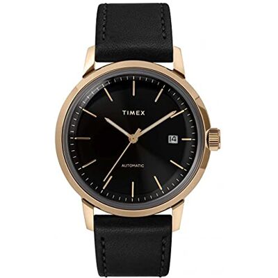 Timex Marlin Montre automatique avec bracelet en cuir de 40 mm, Noir, medio, Classique Timex Marlin Montre automatique avec bracelet en cuir de 40 mm, Noir, medio, Classique