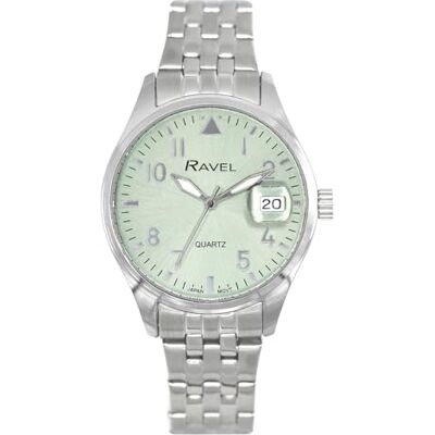 Ravel Plus RPD-05-08 Montre pour femme avec calendrier rond 3 ATM 34 mm Verre recouvert de saphir Cadran Sunray Quartz analogique japonais Ravel Plus RPD-05-08 Montre pour femme avec calendrier rond 3 ATM 34 mm Verre recouvert de saphir Cadran Sunray Quartz analogique japonais