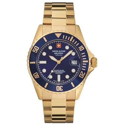 Alpine 7053.1 Montre Homme Master-Diver Analogique Quartz Acier Inoxydable, Or/Bleu/Bleu 1115sam, Bracelet Alpine 7053.1 Montre Homme Master-Diver Analogique Quartz Acier Inoxydable, Or/Bleu/Bleu 1115sam, Bracelet