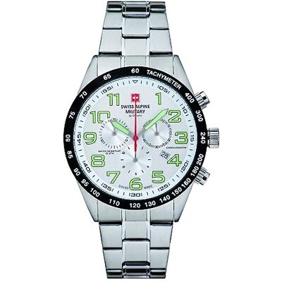 Alpine par Grovana, Montre chronographe pour homme, Étanchéité de 10 ATM, Argent, 7047.9132SAM, bracelet Alpine par Grovana, Montre chronographe pour homme, Étanchéité de 10 ATM, Argent, 7047.9132SAM, bracelet