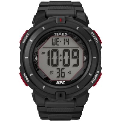 Timex Montre pour homme UFC Rumble 50 mm Bracelet noir, cadran digital, boitier noir TW5M59600 Timex Montre pour homme UFC Rumble 50 mm Bracelet noir, cadran digital, boitier noir TW5M59600