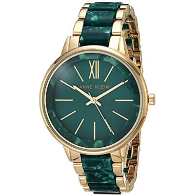 Anne Klein Montre bracelet en résine pour femme, Vert/doré Anne Klein Montre bracelet en résine pour femme, Vert/doré