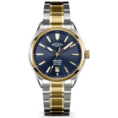 Rotary Seamatic Montre étanche pour homme en acier inoxydable plaqué argent et or 100 m Rotary Seamatic Montre étanche pour homme en acier inoxydable plaqué argent et or 100 m