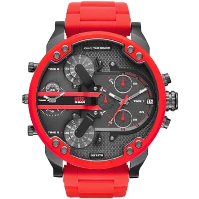 Diesel Montre pour Homme Mr. Daddy 2.0, Mouvement Chronographe, Boîtier en Acier Inoxydable de 57 mm avec Bracelet en Acier Inoxydable, DZ7370 Diesel Montre pour Homme Mr. Daddy 2.0, Mouvement Chronographe, Boîtier en Acier Inoxydable de 57 mm avec Bracelet en Acier Inoxydable, DZ7370