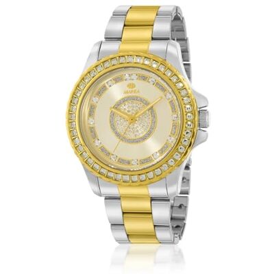 Marea Montre femme B41424/3 bicolore dorée et argentée Acier inoxydable, 46 mm, quartz, étanche 50 m Marea Montre femme B41424/3 bicolore dorée et argentée Acier inoxydable, 46 mm, quartz, étanche 50 m