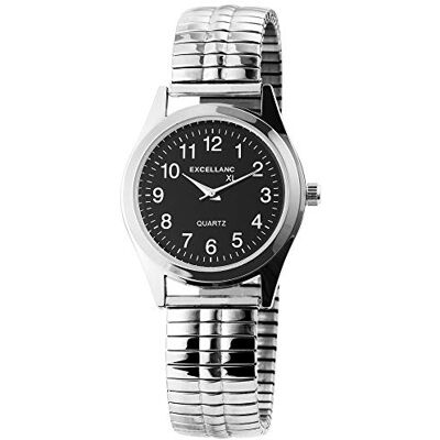 Excellanc 270021000007 Montre Homme Quartz Analogique Bracelet Alliage Argent, Noir/Argent, bracelet Excellanc 270021000007 Montre Homme Quartz Analogique Bracelet Alliage Argent, Noir/Argent, bracelet