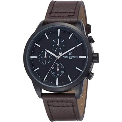 Pierre Cardin Montre Homme Multi-Cadrans Quartz La Gloire Champeret, Marron/Noir, sangle Pierre Cardin Montre Homme Multi-Cadrans Quartz La Gloire Champeret, Marron/Noir, sangle