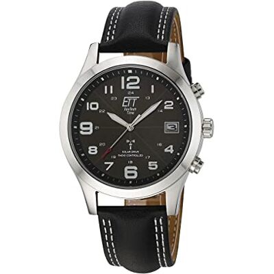 ETT Eco Tech Time EGS-11488-22L Montre solaire analogique pour homme avec affichage analogique de la date et bracelet en cuir, bracelet ETT Eco Tech Time EGS-11488-22L Montre solaire analogique pour homme avec affichage analogique de la date et bracelet en cuir, bracelet